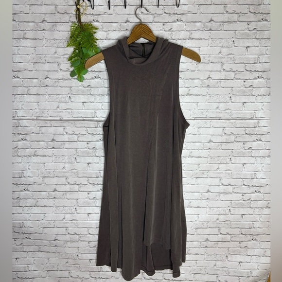 Free People We The Free Dusty Mauve Purple Ribbed Sleeveless Turtleneck Tunic - Picture 1 of 5